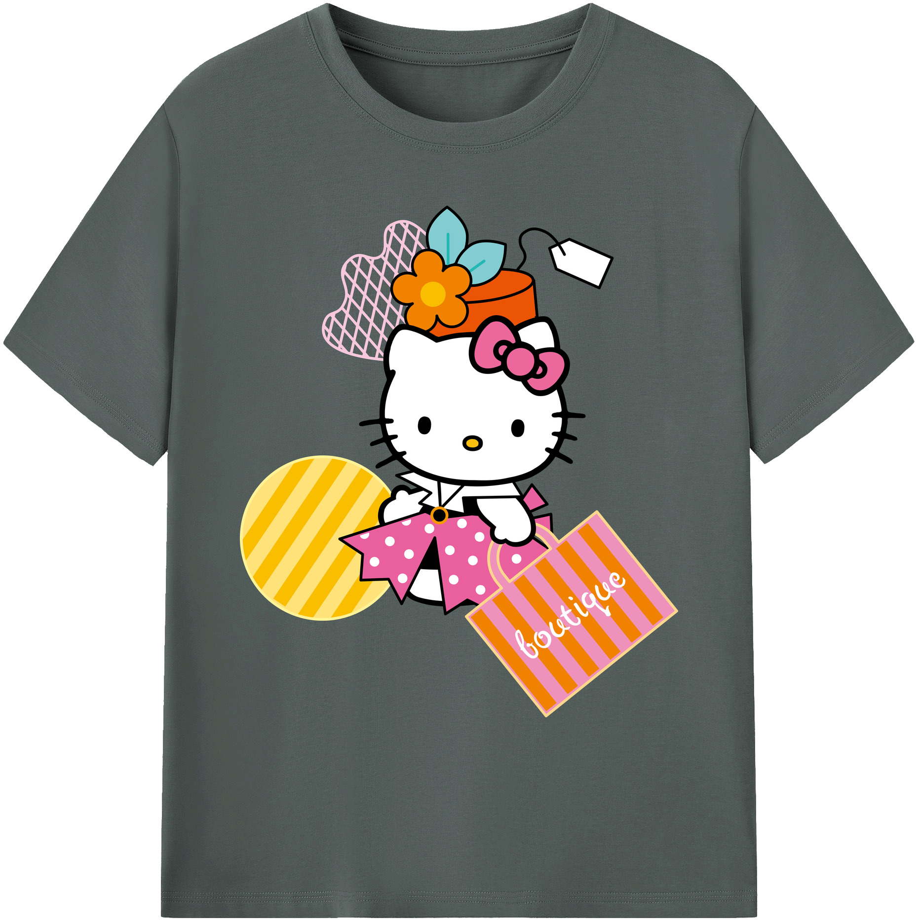 （画像用） Hello Kitty ハローキティ 綿100％ メンズ半袖Tシャツ｜肌触りやわらか＆通気性
